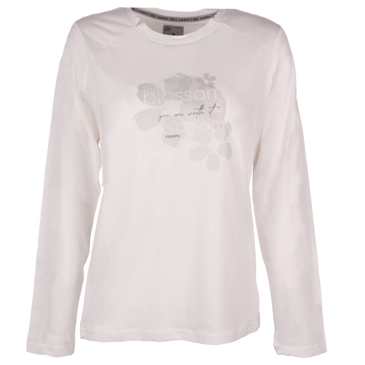 Soquesto Damen Langarm Shirt off white flower print