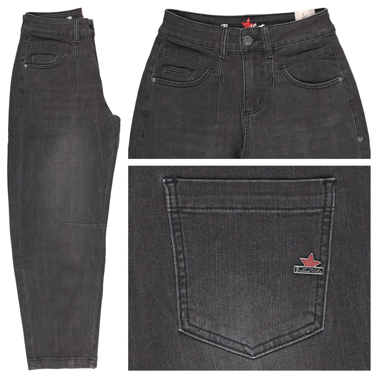 Buena Vista Barrel-F 7/8 Stretch Denim Jeans black denim