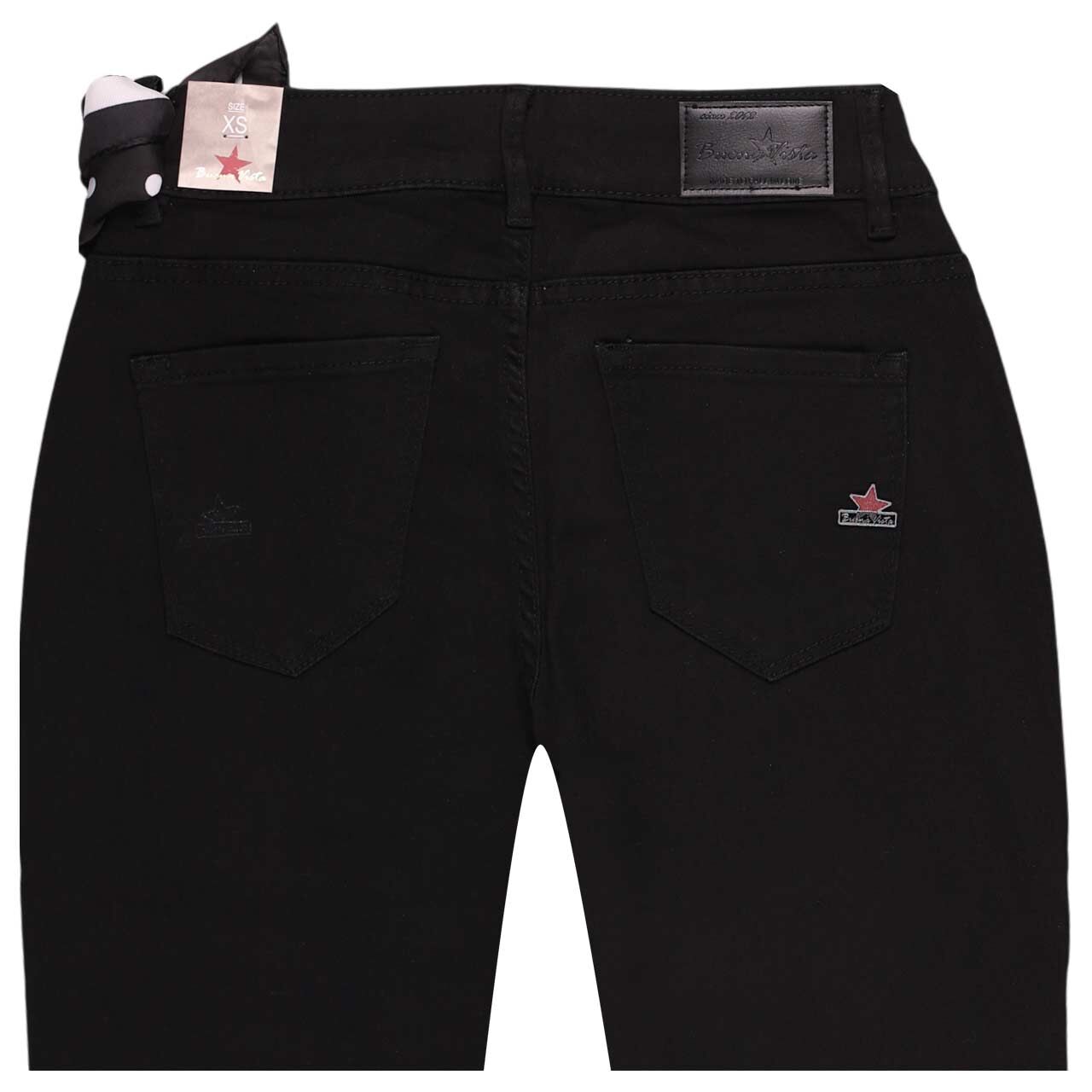 Damenjeans Italy Bootcut Stretch Denim in Schwarz, detaillierte Rückansicht