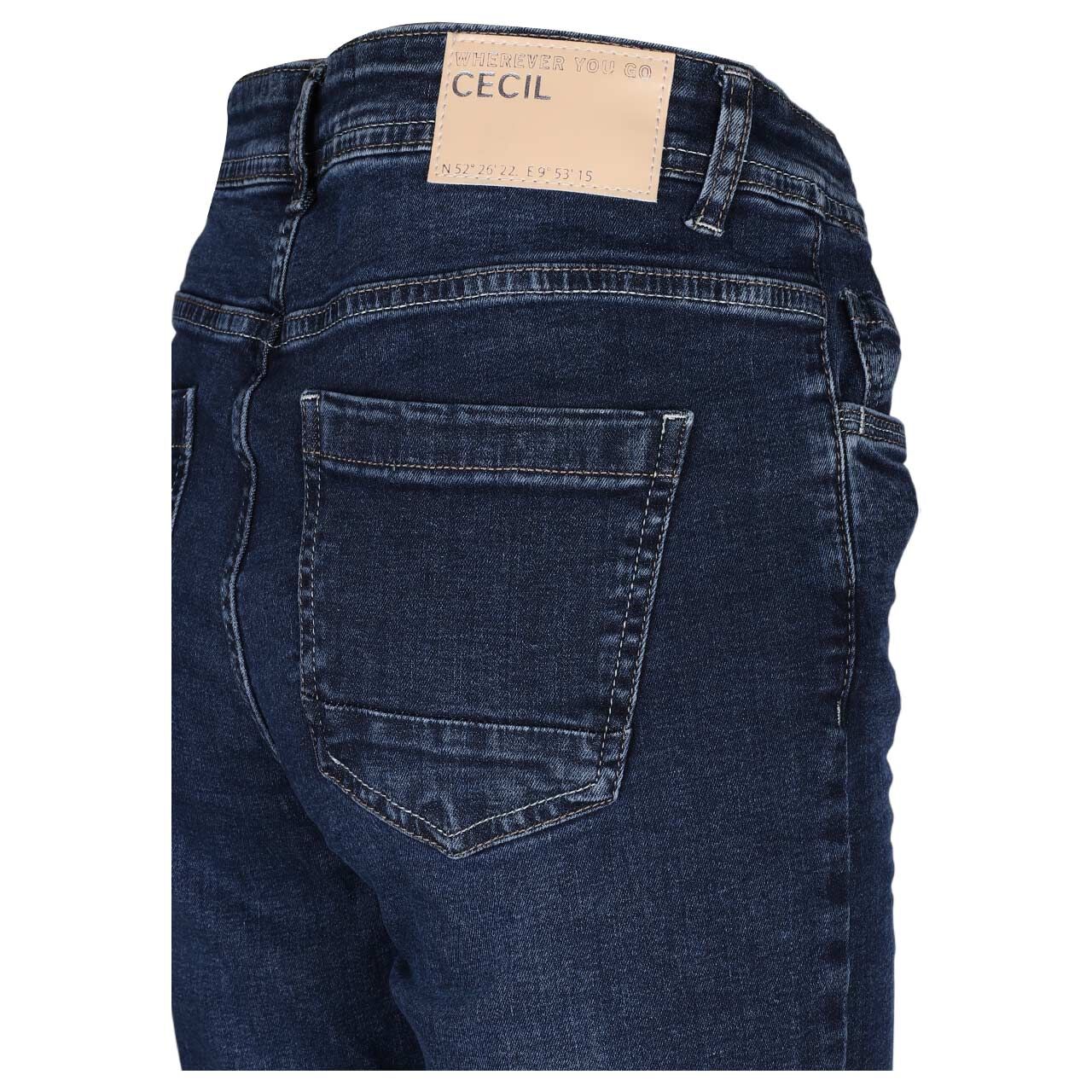 Damenjeans Vicky von Cecil in Blau angewaschen, Detailansicht hinten