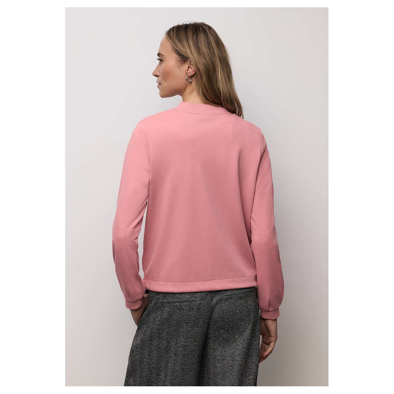 Damen Shirtjacke Shiny Interlock Jacket von Street One in Rosa, Rückansicht am Model