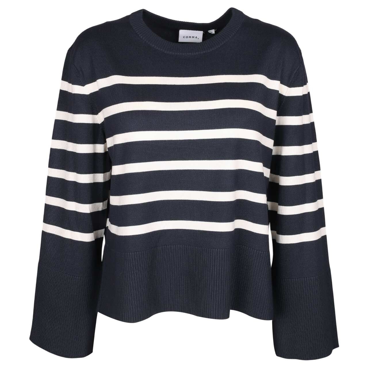 Comma Damen Pullover navy placed stripes