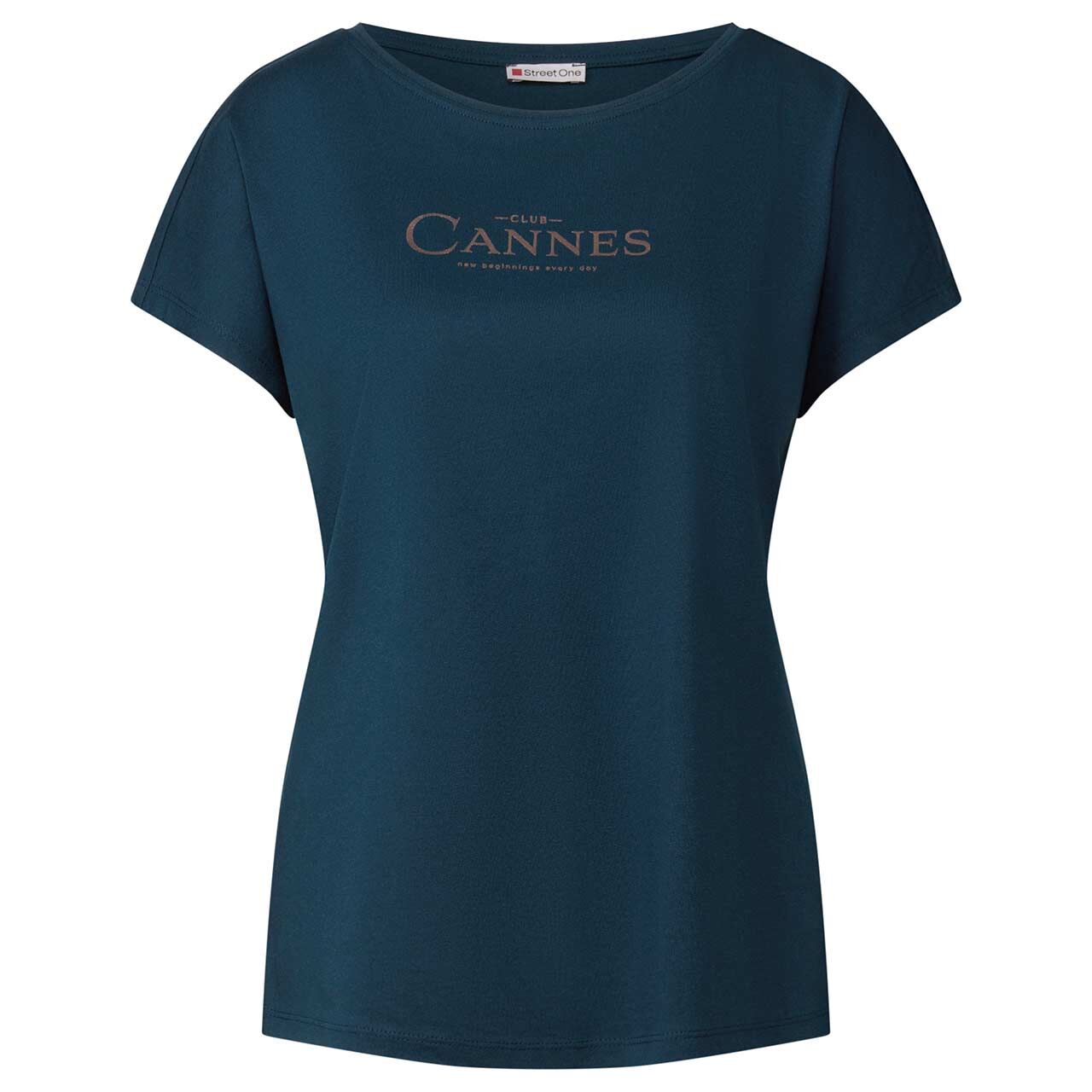 Street One Damen T-Shirt Basic Foil Print tide blue