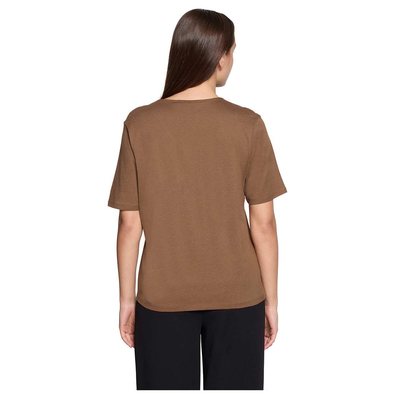 Damen T-Shirt von Betty Barclay in Hellbraun mit Print, Rückansicht am Model