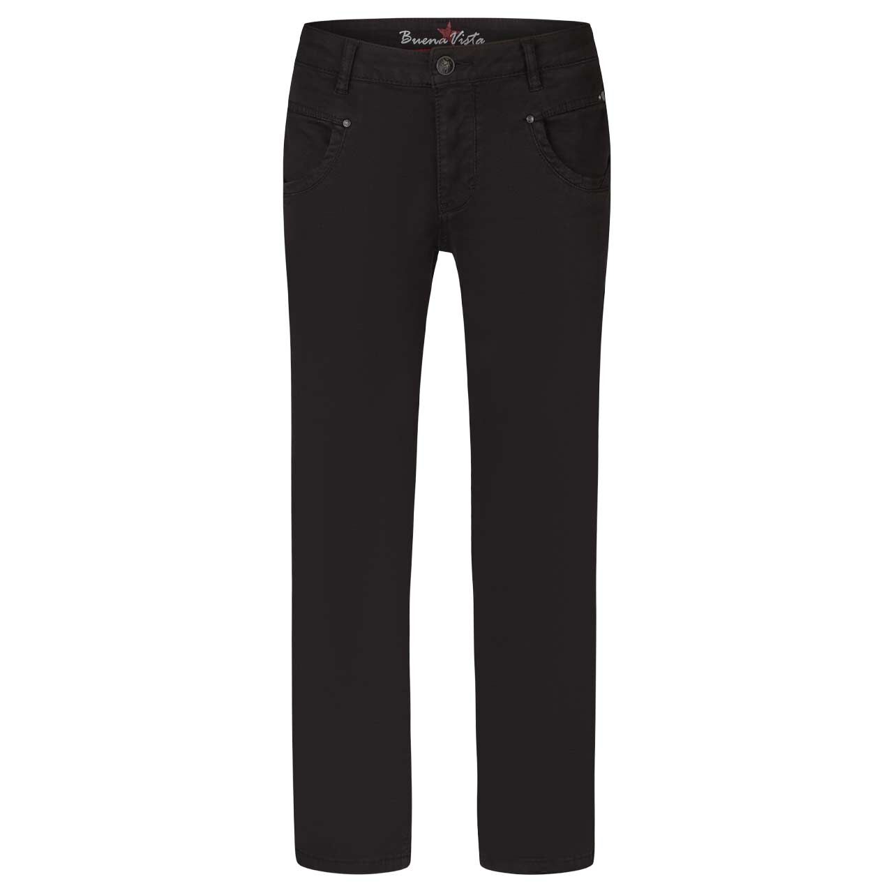 Damen Baumwollhose Anna C 7/8 Straight Stretch Twill von Buena Vista in Schwarz, Vorderansicht