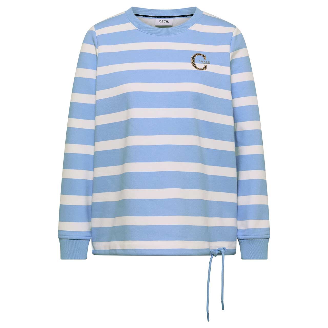 Cecil Damen Sweatshirt Striped Embroidery easy blue
