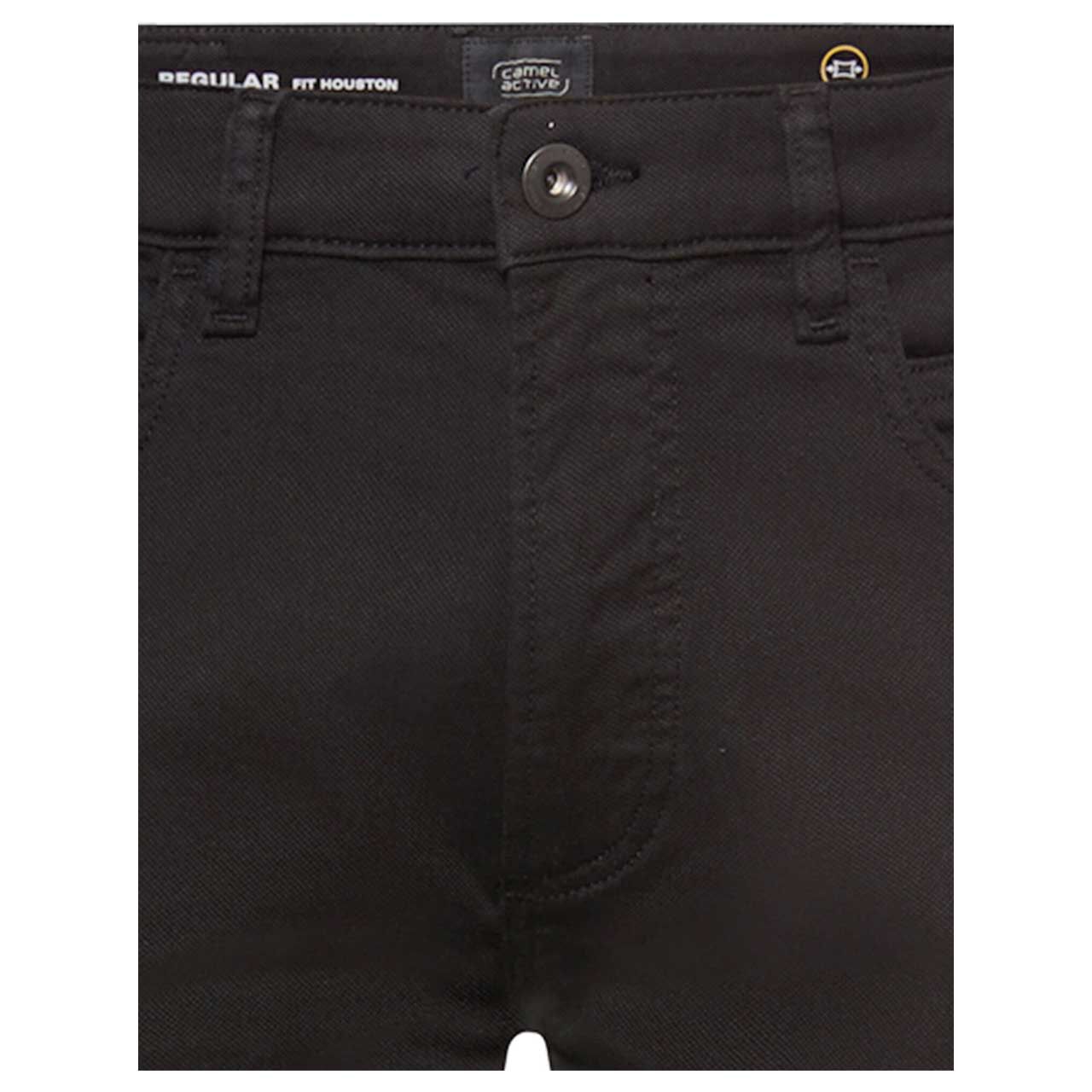 Herren Stretch Baumwollhose Houston von Camel active in Schwarz, detaillierte Vorderansicht