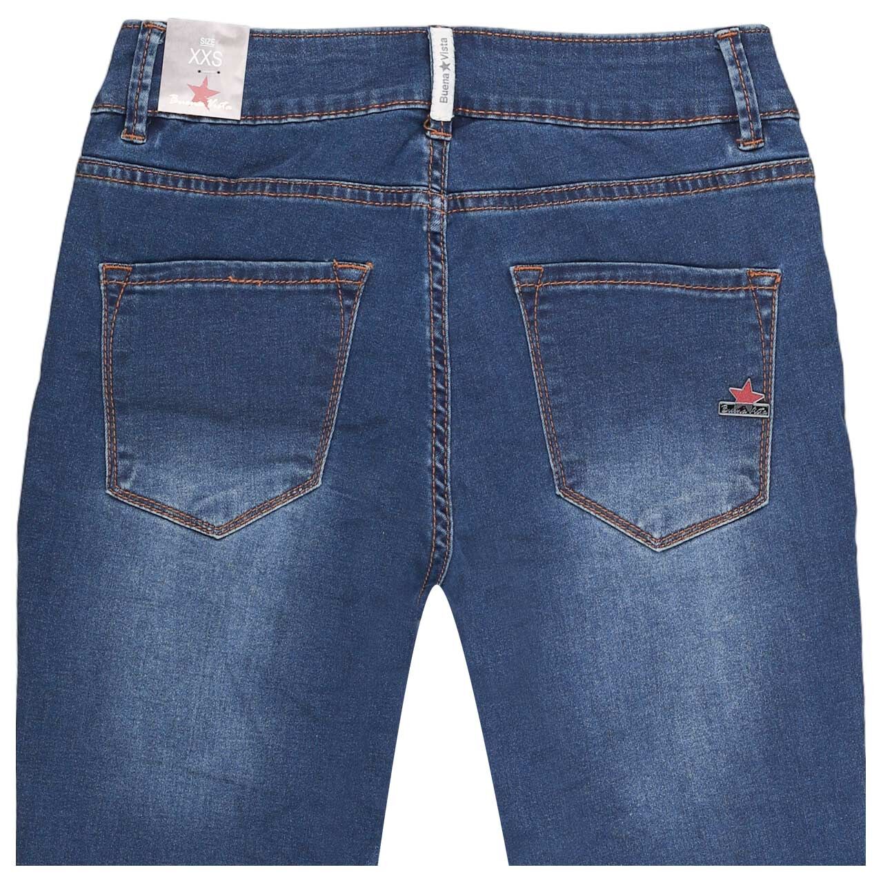 Stretch Damenjeans Italy V 7/8 Cozy Denim von Buena Vista in Dunkelblau angewaschen, detaillierte Rückansicht