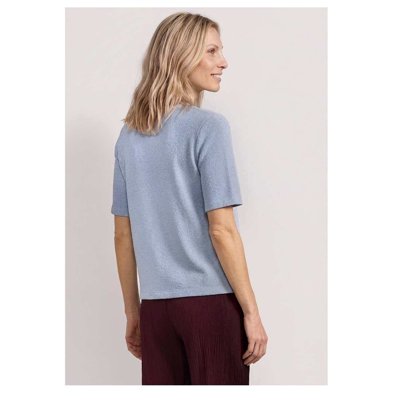 Damen Kurzarm Pullover von Street One in Hellblau, Rückansicht am Model
