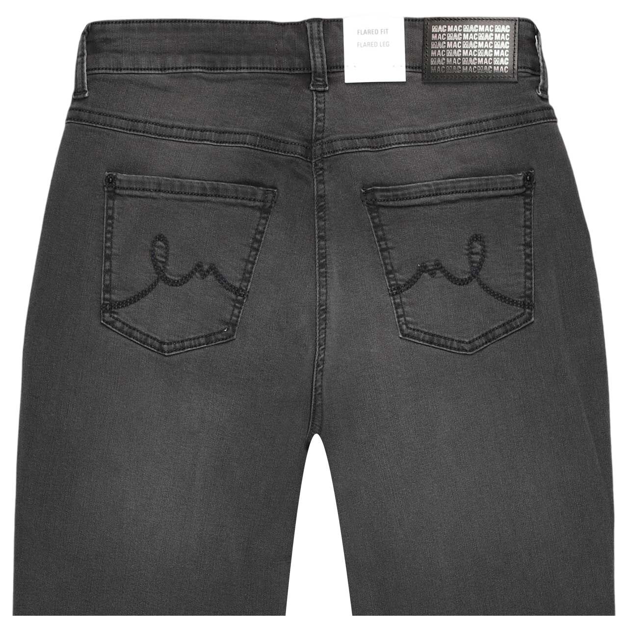 Stretch Damenjeans Laura von MAC in Grau angewaschen, detaillierte Rückansicht