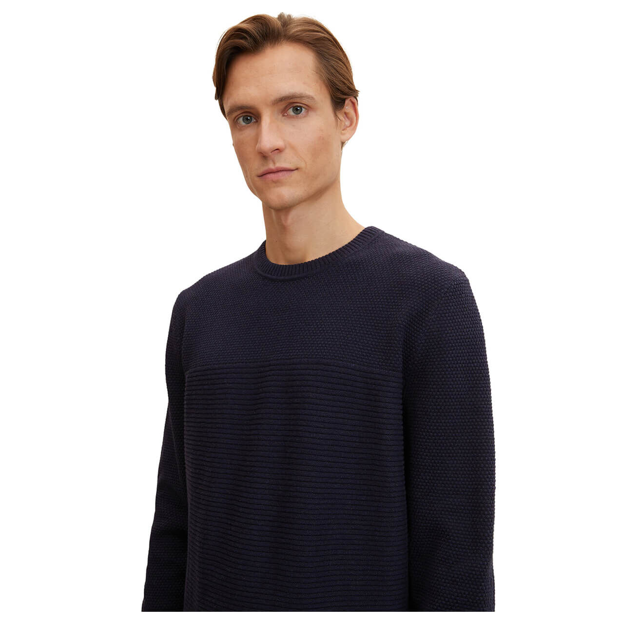 Tom Tailor Herren Basic Structured Knit Pullover navy melange