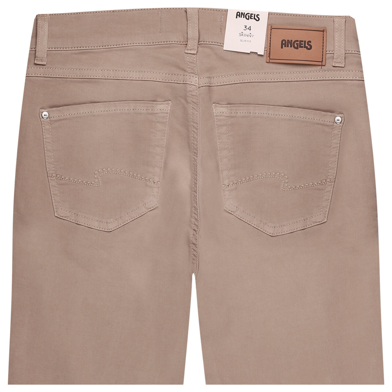 Damenjeans Skinny von Angels in Hellbeige angewaschen, detaillierte Rückansicht