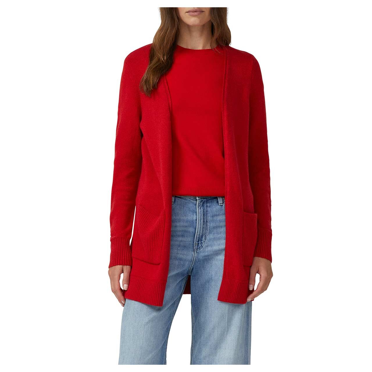 s.Oliver Damen Strickjacke in Rot, Vorderansicht am Model