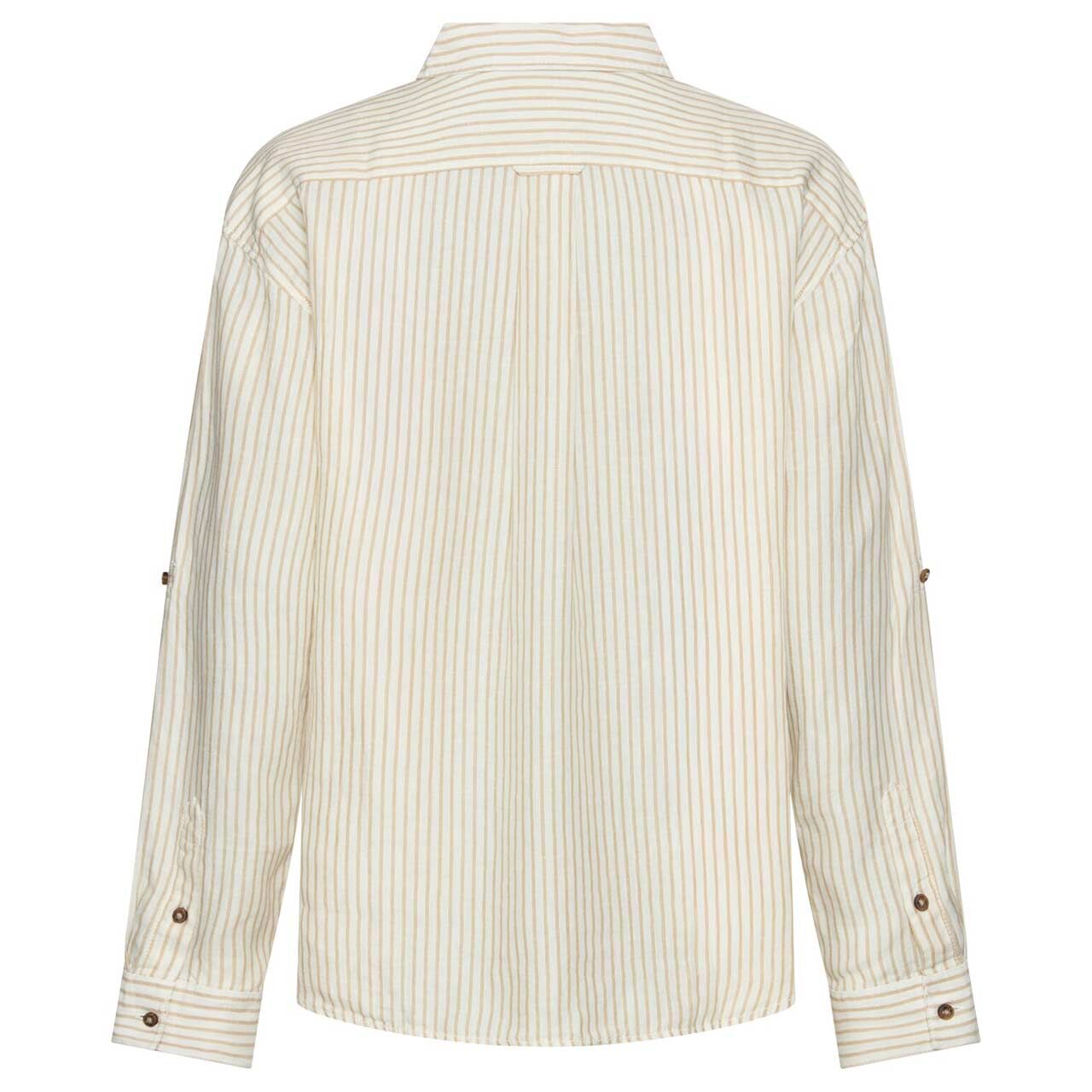 Damen Langarm Bluse von Camel active in Beige gestreift, Rückansicht