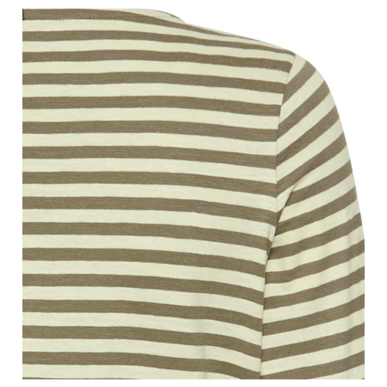 Damen Langarm Shirt von Camel active in Dunkelgrün gestreift, detaillierte Rückansicht