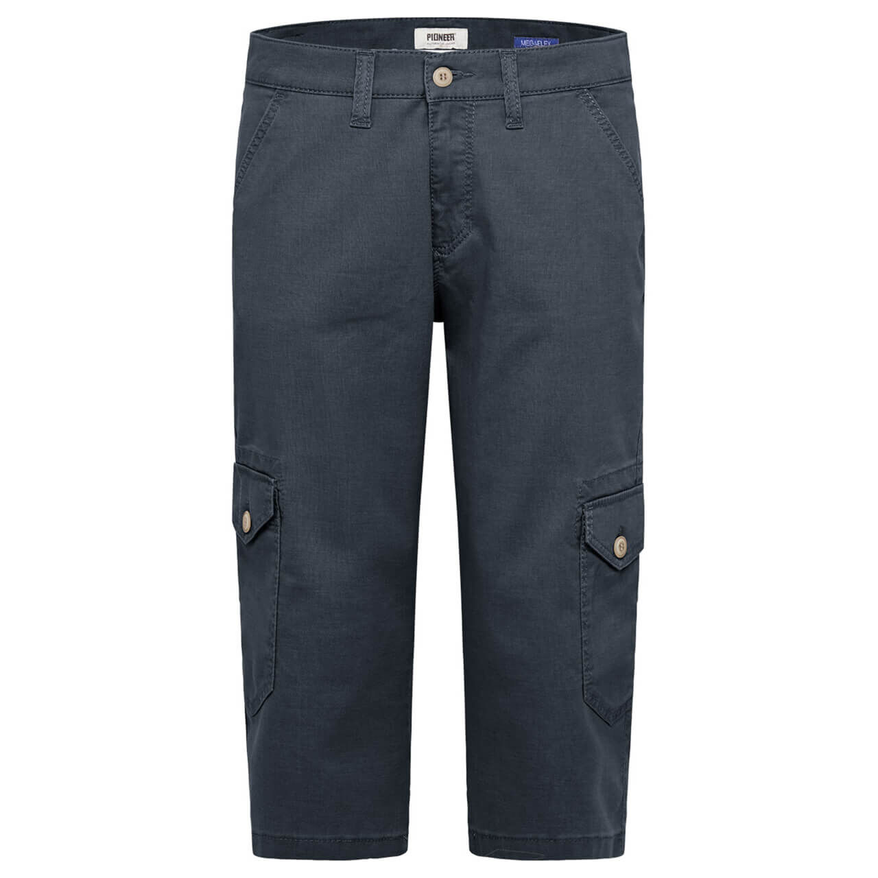 Stretch Herren 3/4 Cargo Baumwollhose Paul Megaflex in Dunkelblau von Pioneer, Vorderansicht
