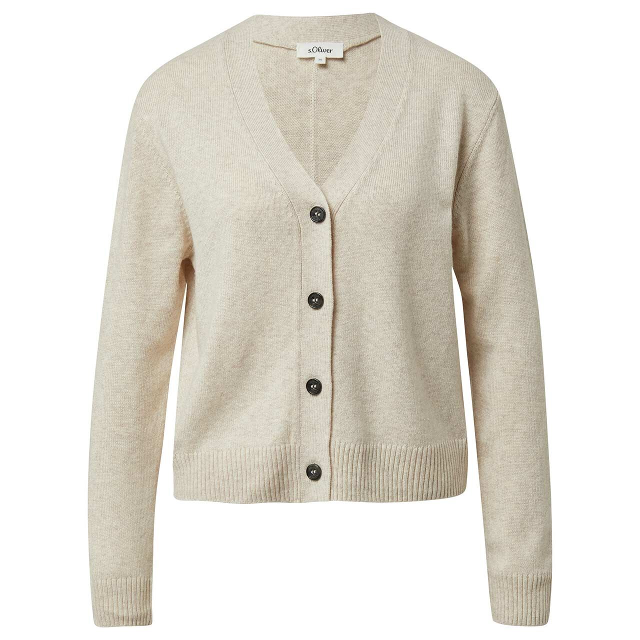 s.Oliver Damen Strickjacke light sand melange