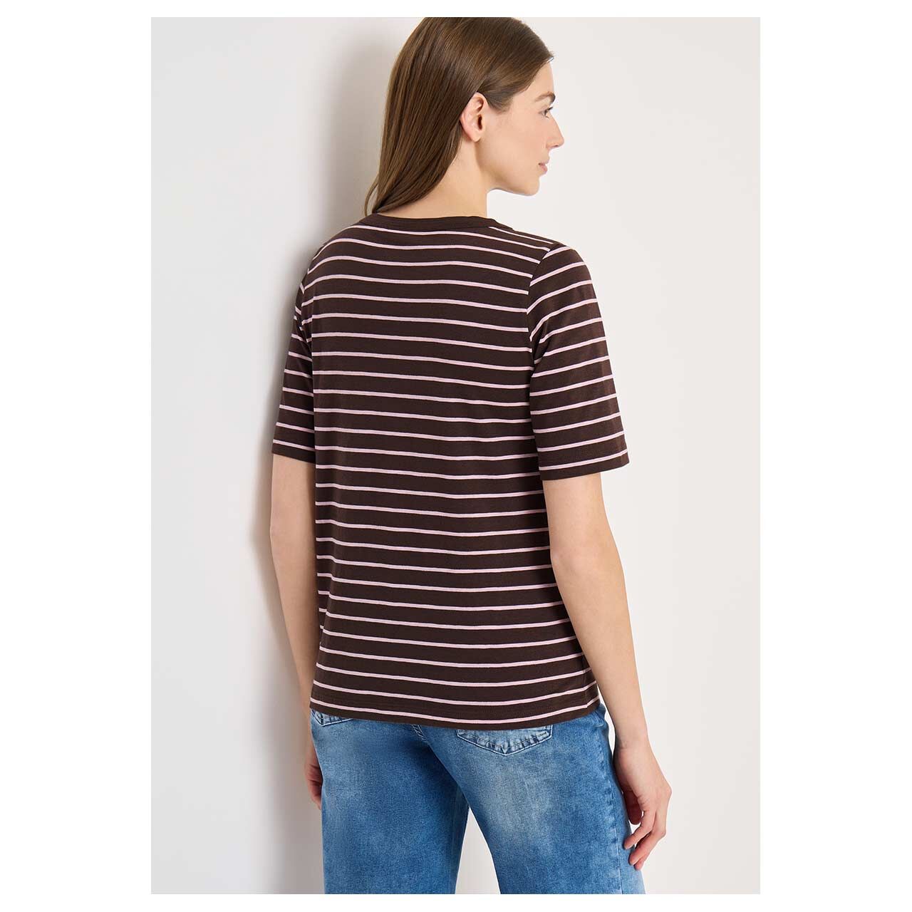 Cecil Damen T-Shirt Striped Slubyarn macchiato brown