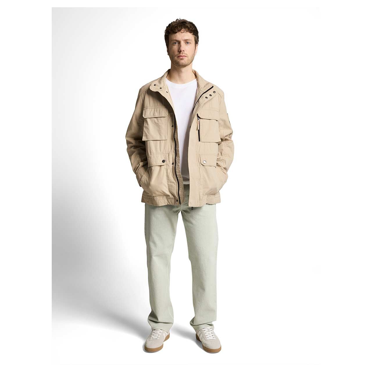 Herren Jacke Cotton Field Jacket von Tom Tailor in Beige, Ganzkörperansicht