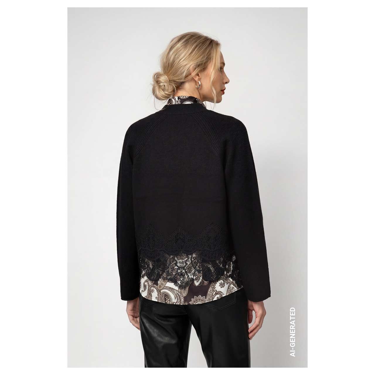 Damen Strickjacke von Monari in Schwarz, Rückansicht am Model