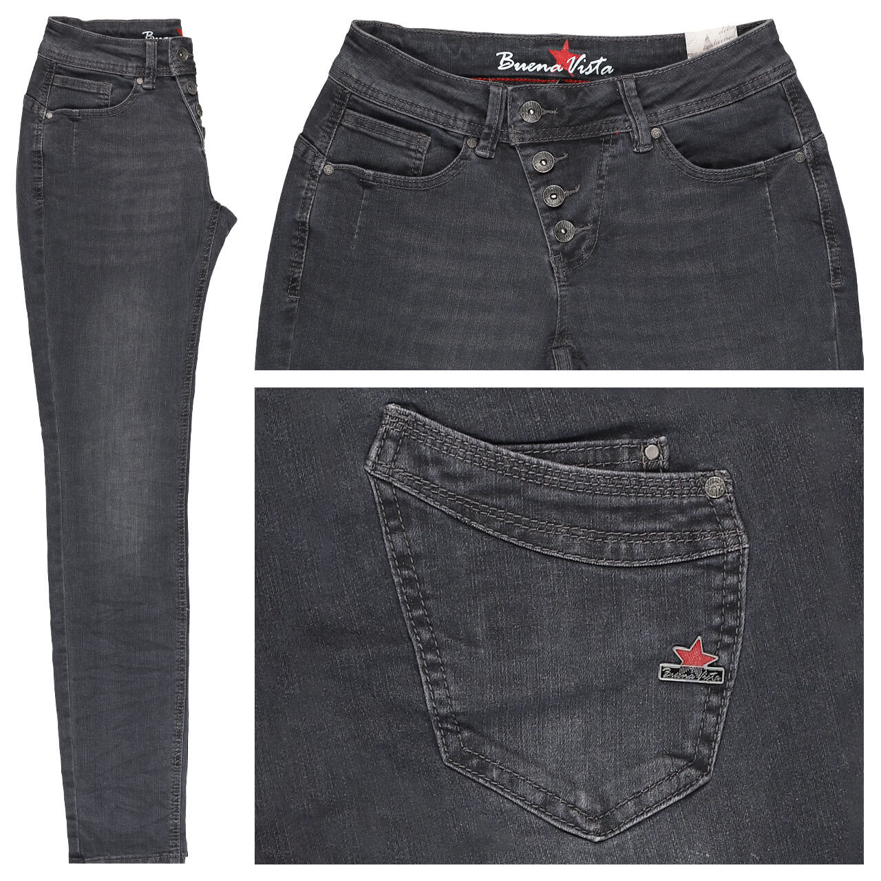 Buena Vista Malibu Stretch Denim Jeans granite denim