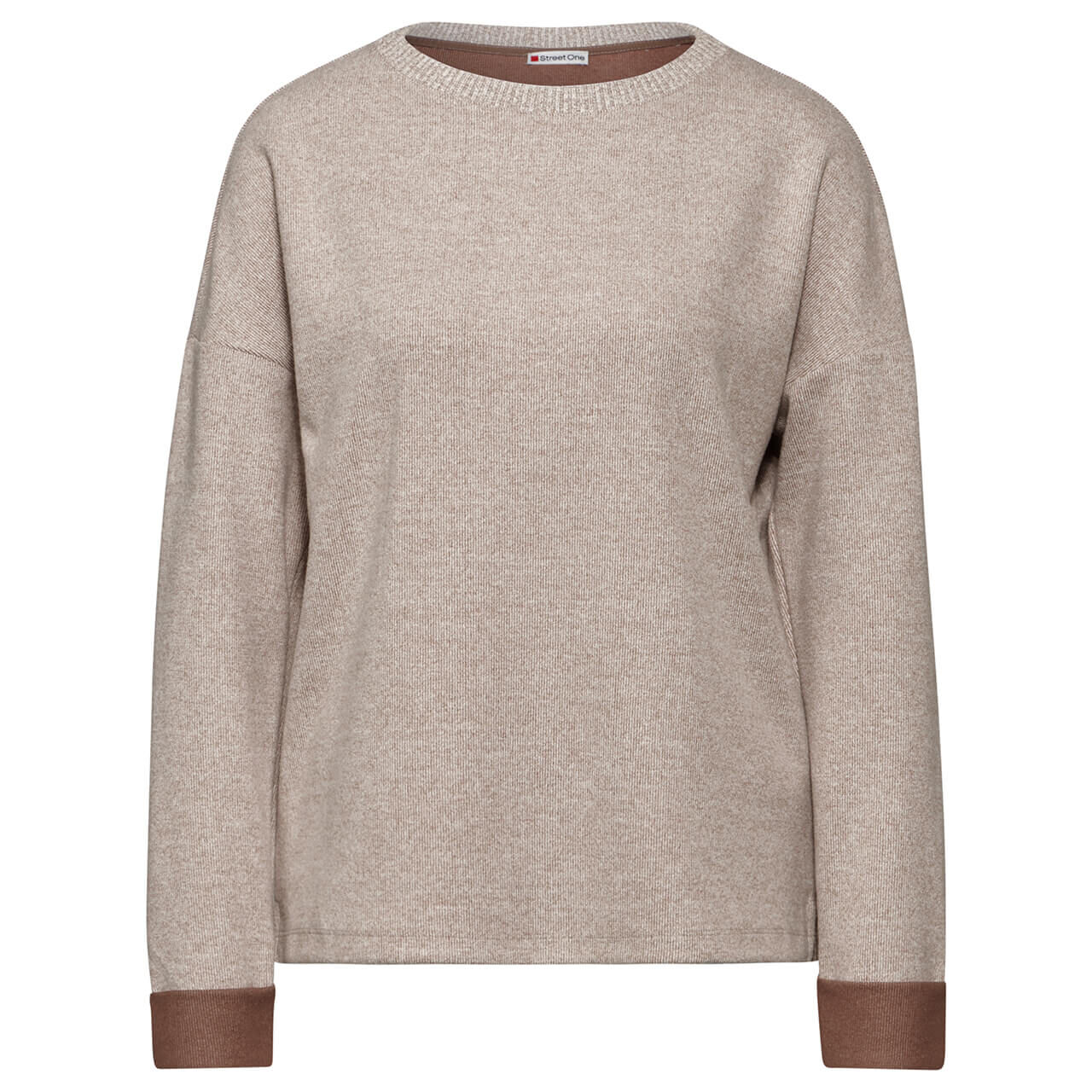 Street One Damen Pullover Melange Shirt rich mocha melange