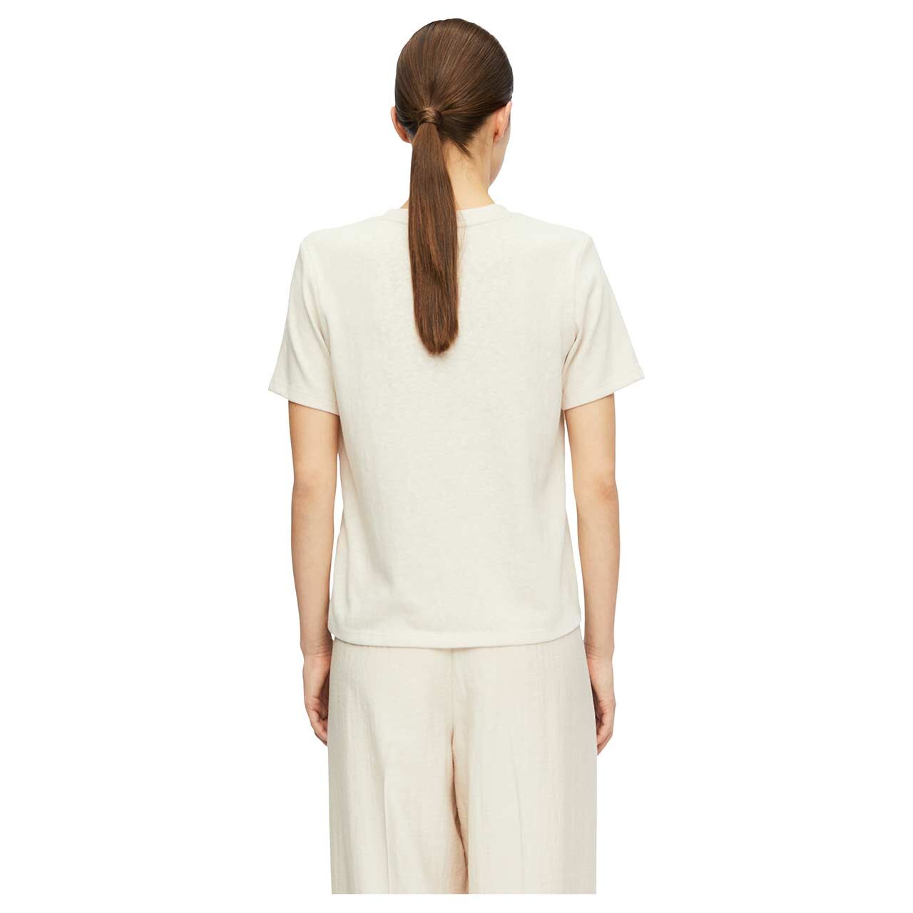 Damen T-Shirt von Comma in Beige mit Print, Rückansicht am Model
