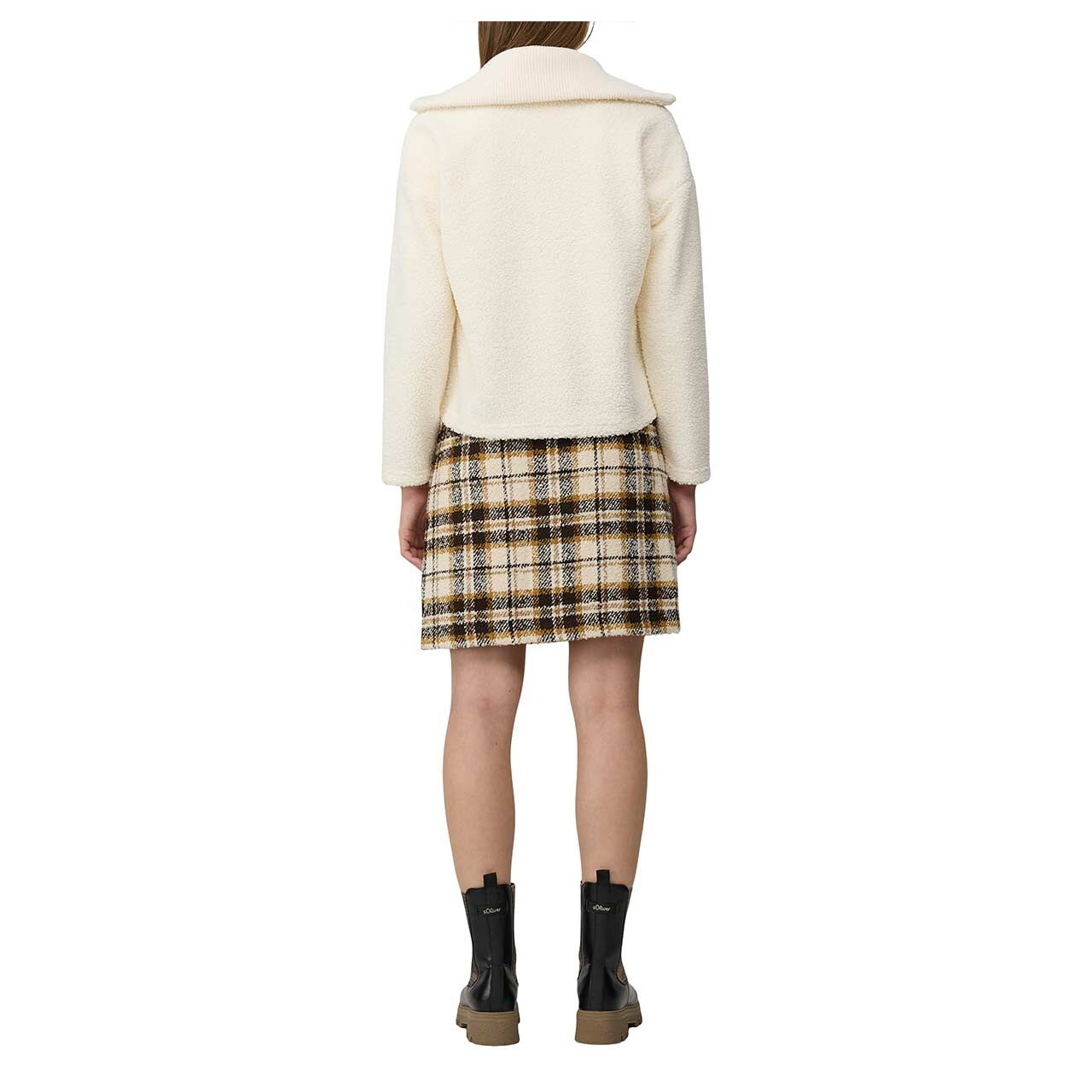 Damen Teddy Sweatjacke von s.Oliver in Cremeweiß, Rückansicht am Model