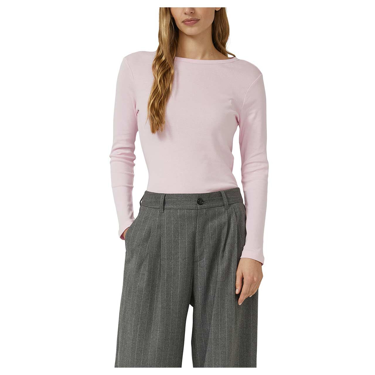 Damen Langarm Shirt von s.Oliver in Rosa, Vorderansicht am Model