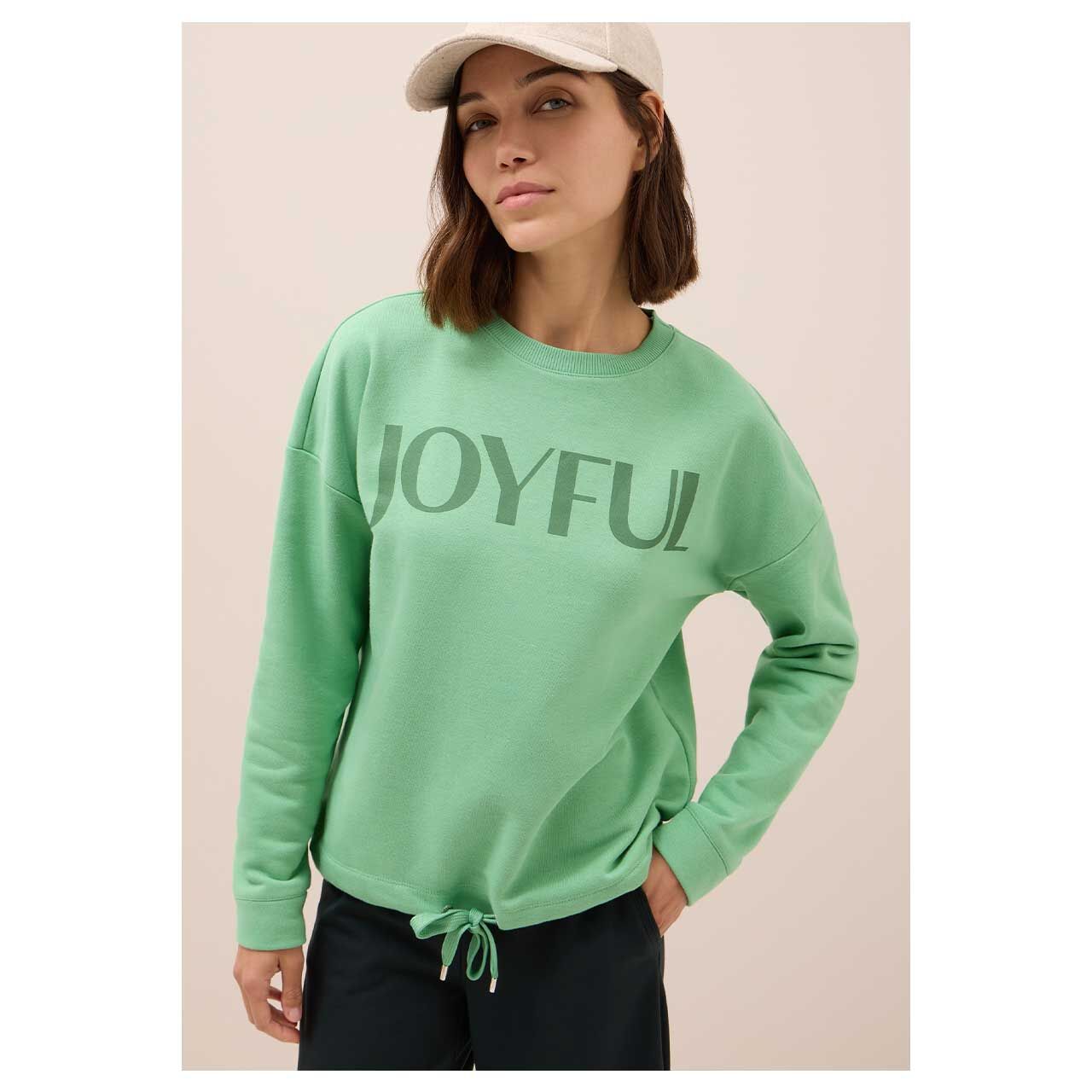 Cecil Damen Sweatshirt in Grün mit Print, Vorderansicht Model