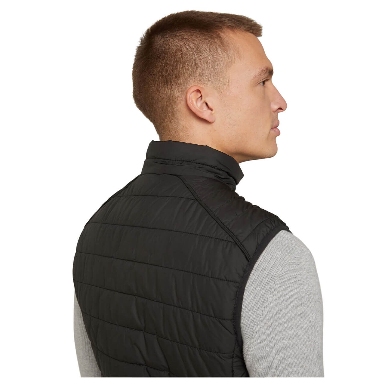 tom-tailor-weste-lightweight-schwarz-29999-detail-kragen Tom Tailor Weste für Herren in Schwarz-Grau, FarbNr.: 29999