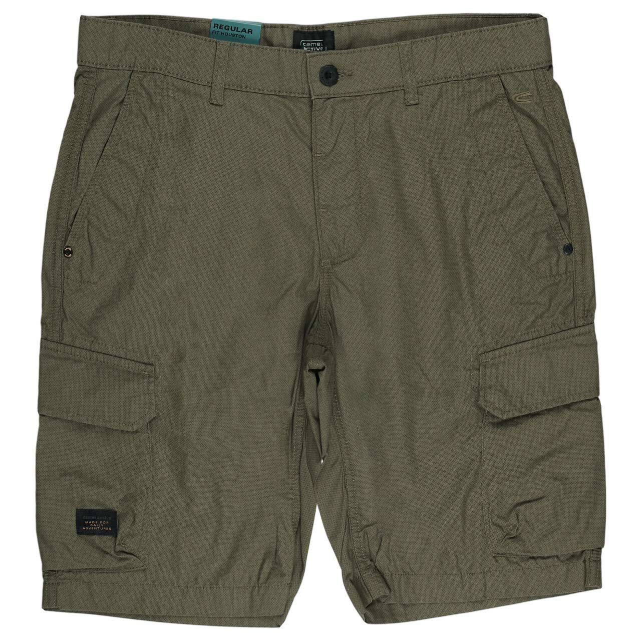 Herren Cargo Chino Baumwoll Bermuda Houston von Camel active in Olivgrün mit Print, Vorderansicht