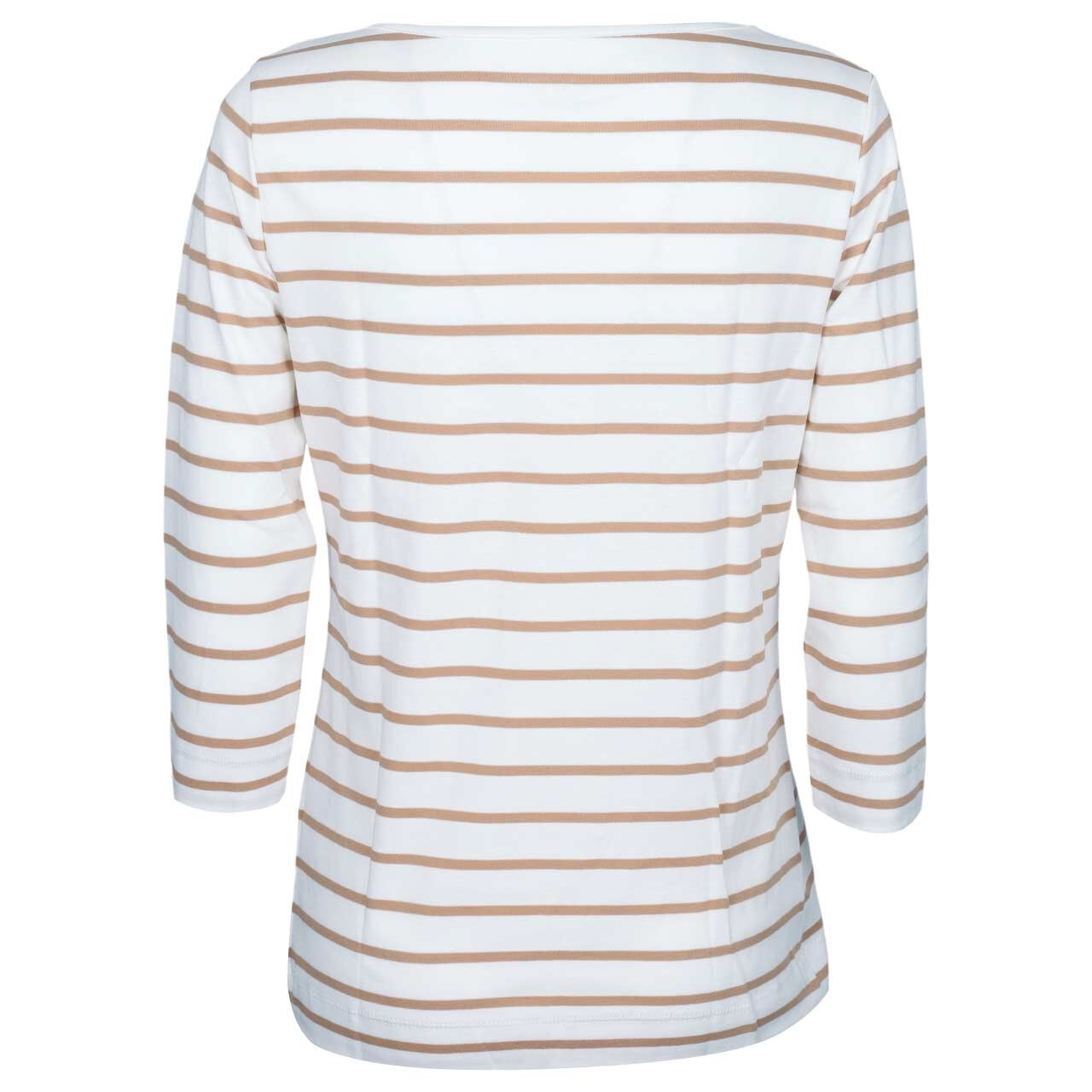 Damen 3/4 Arm Shirt von Munich Freedom in Cremeweiß-Hellbraun gestreift, Rückansicht