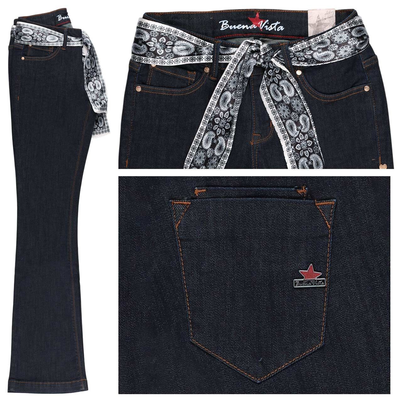 Buena Vista Italy K Bootcut Stretch Denim Jeans raw denim belt