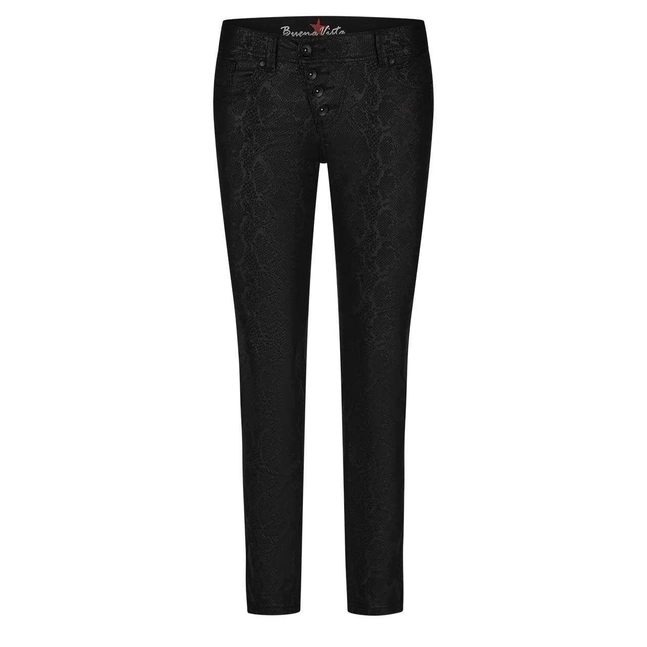 Damen Ankle Hose Malibu Cropped Stretch Twill in Schwarz mit Print, Vordernansicht