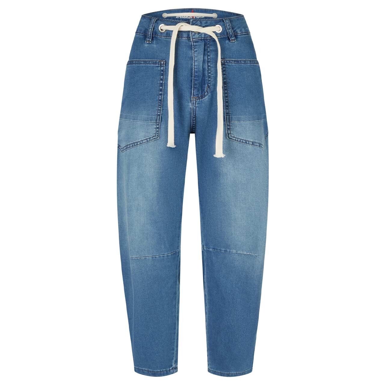 Damenjeans Barrel-P 7/8 Light Denim von Buena Vista in Blau angewaschen, Vorderansicht