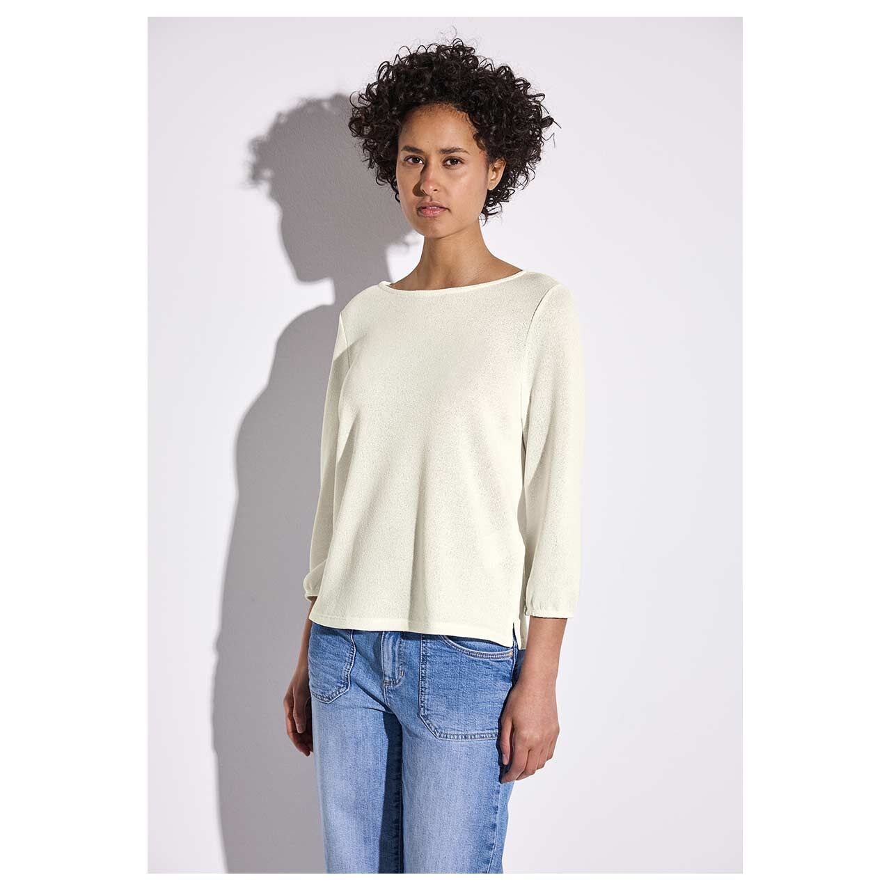 Street One Damen 3/4 Arm Shirt Knit Look clean off white