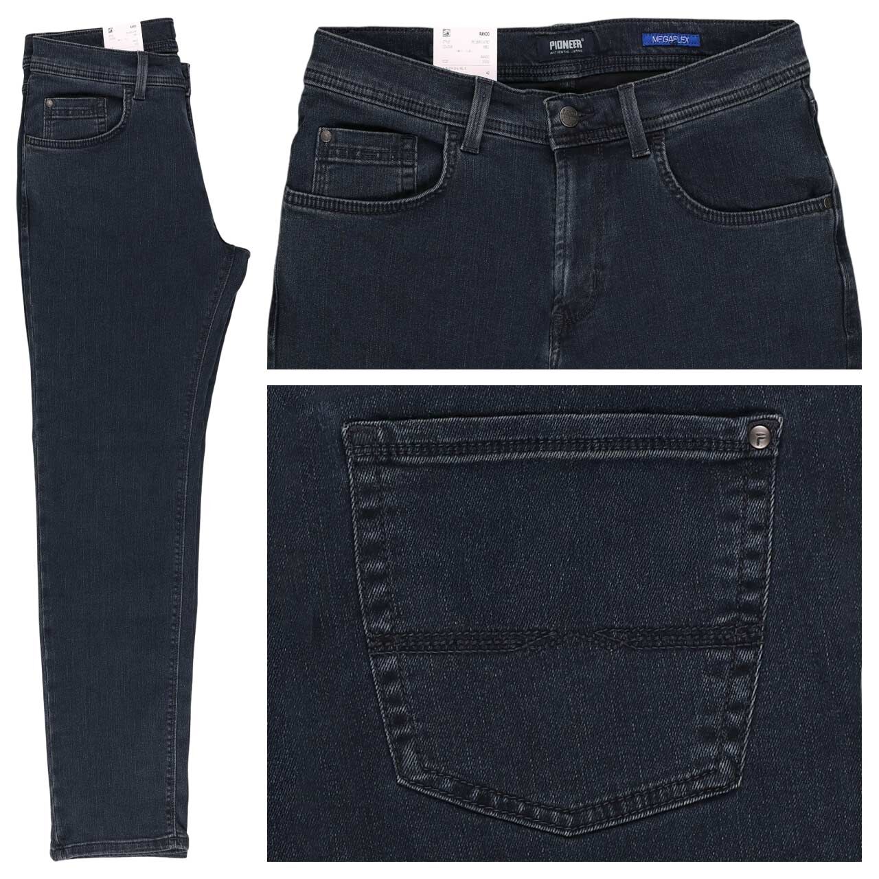 Pioneer Rando Jeans Megaflex dark blue black stonewash thermo