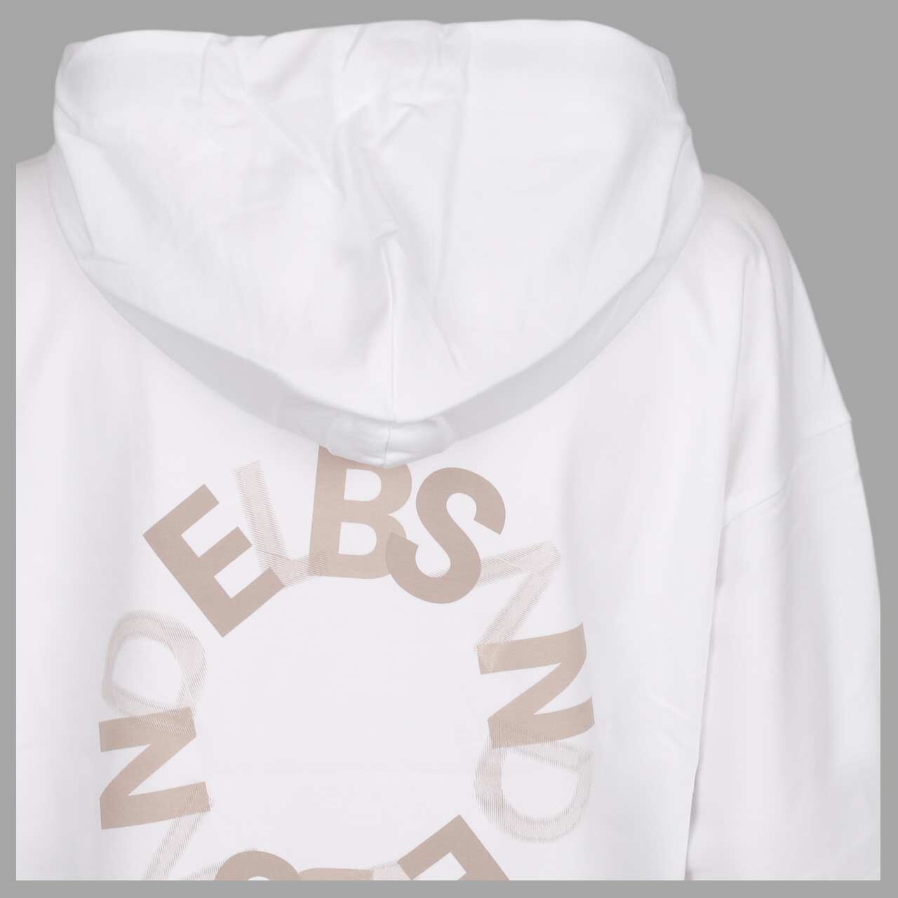 Damen Hoodie Sweatshirt Ela von Elbsand in Weiß mit Print, detaillierte Rückansicht
