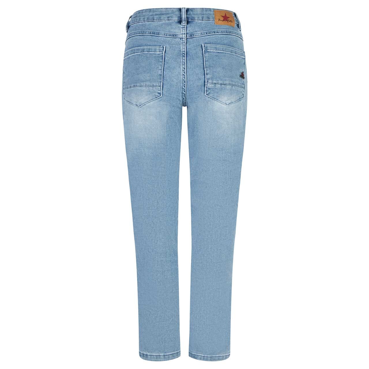 Damen Ankle Jeans Anna C Straight Cropped Stretch Denim von Buena Vista in Hellblau angewaschen, Rückansicht