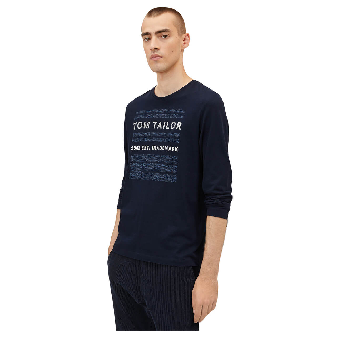Tom Tailor Herren Langarm Shirt sky blue print