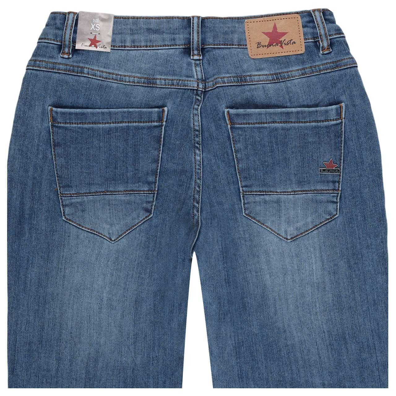 Damenjeans Anna C 7/8 Straight Stretch Denim von Buena Vista in Blau verwaschen, detaillierte Rückansicht