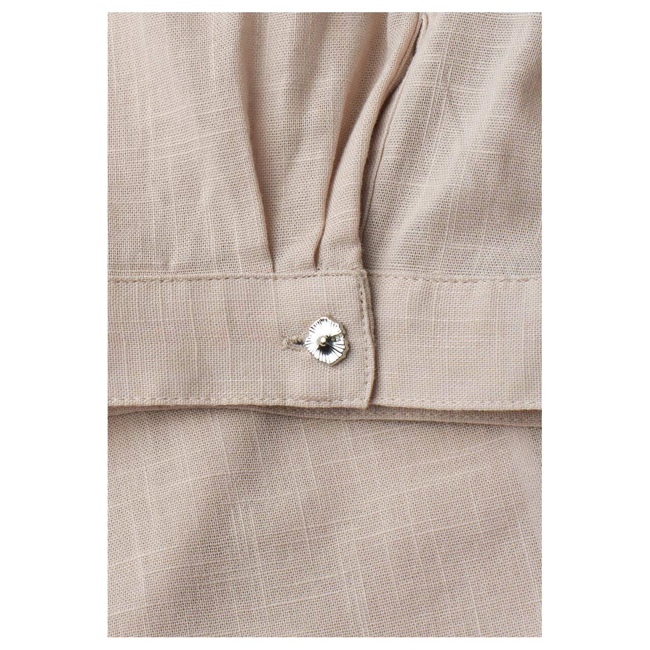 Street One Damen Kurzarm Bluse Buttoned Shirtcollar clay sand