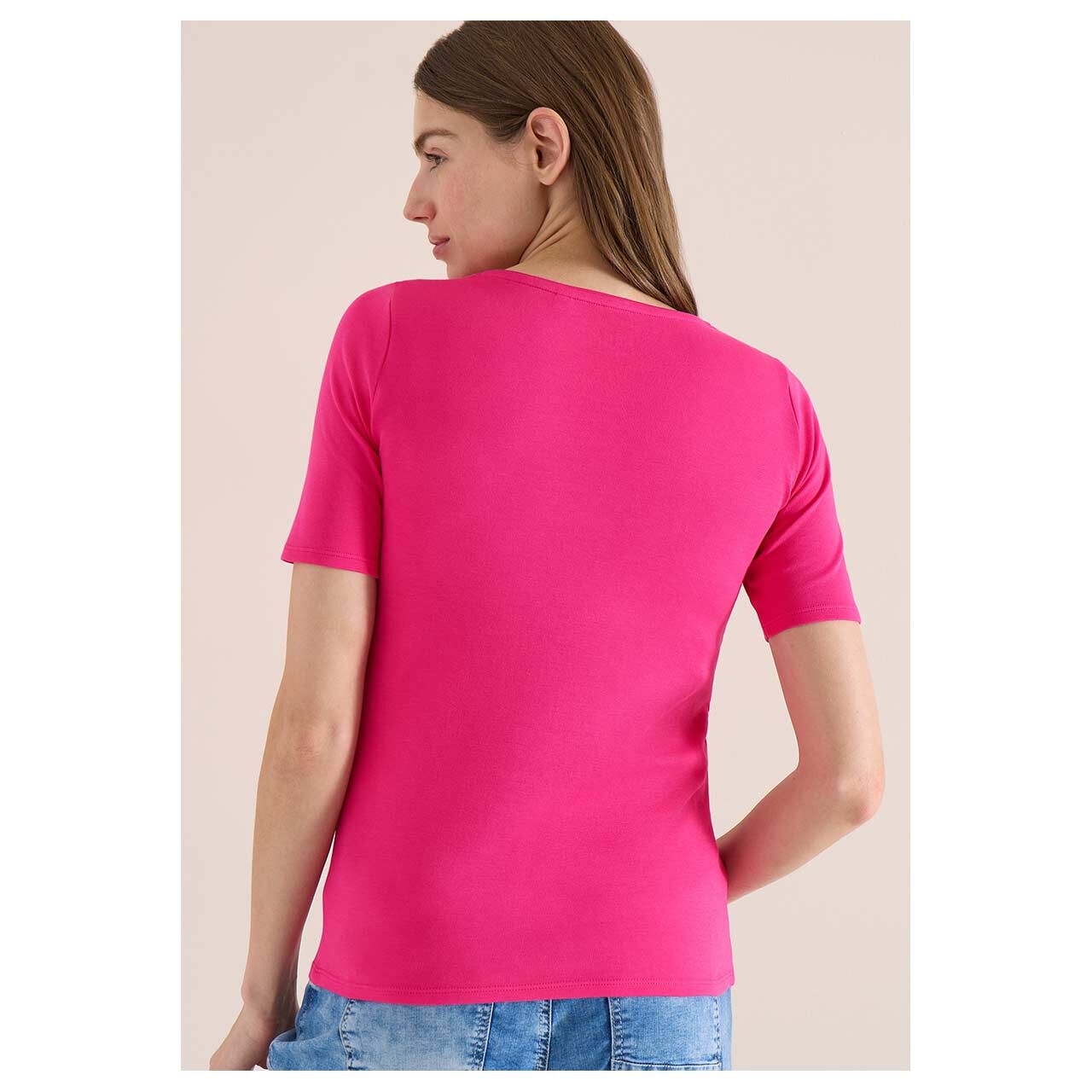 Damen T-Shirt Lena von Cecil in Pink, Rückansicht am Model