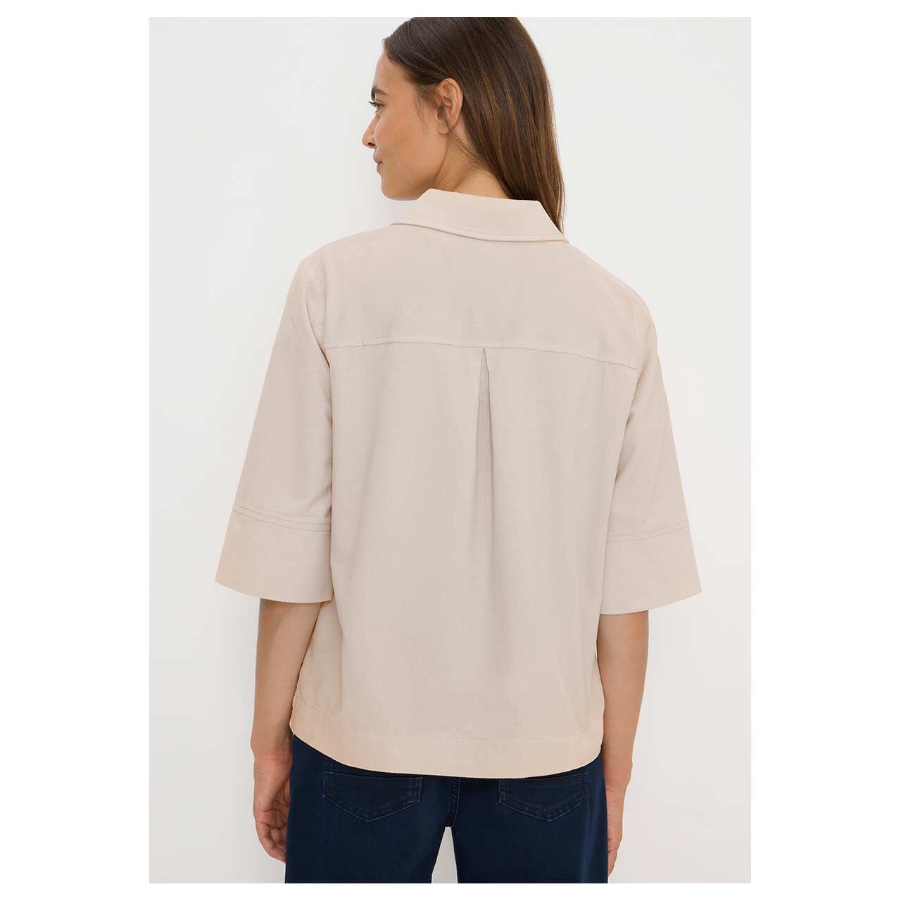 Damen Damen 3/4 Arm Bluse Corduroy von Cecil in Beige, Rückansicht am Model