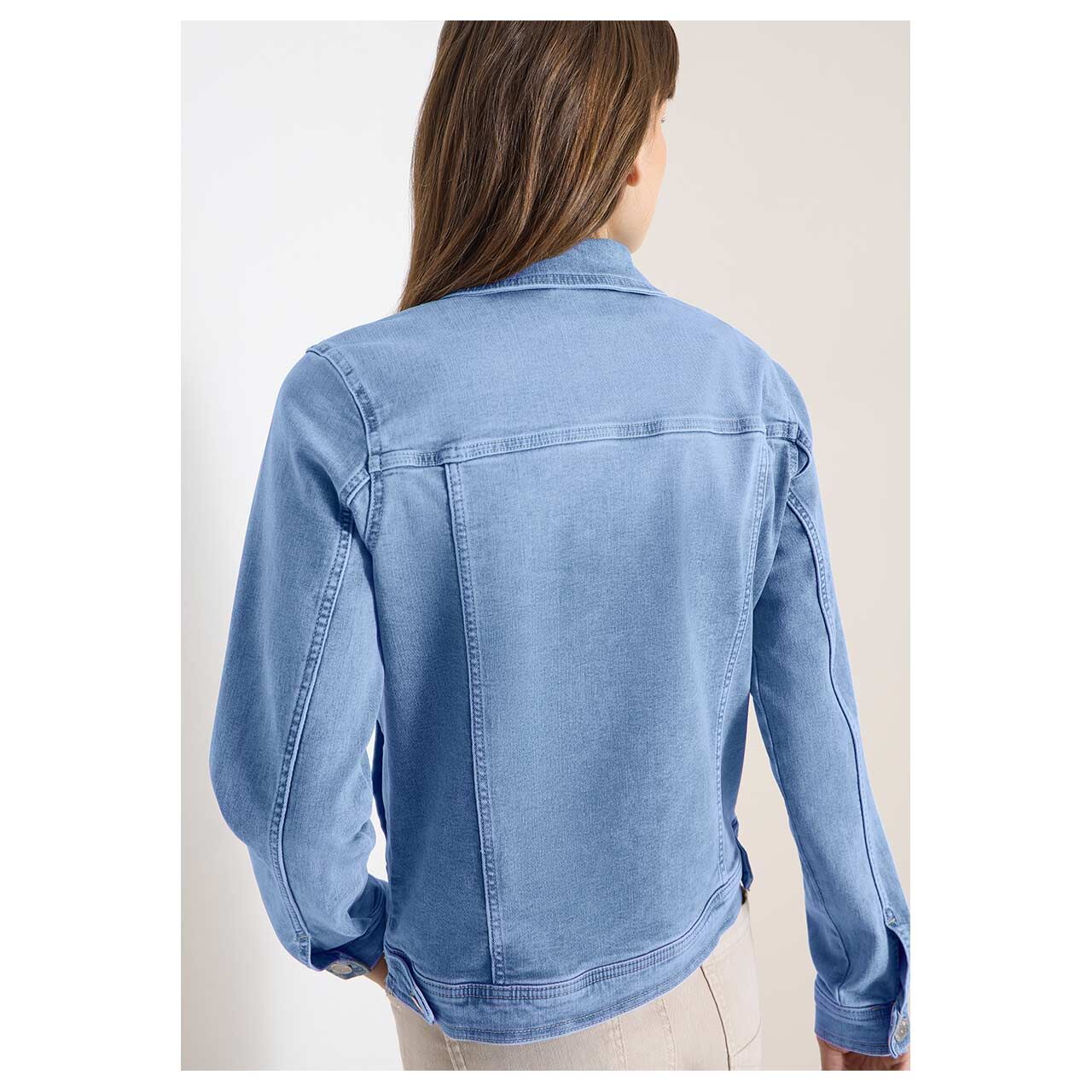 Damen Jeansjacke von Cecil in Hellblau verwaschen, Rückansicht
