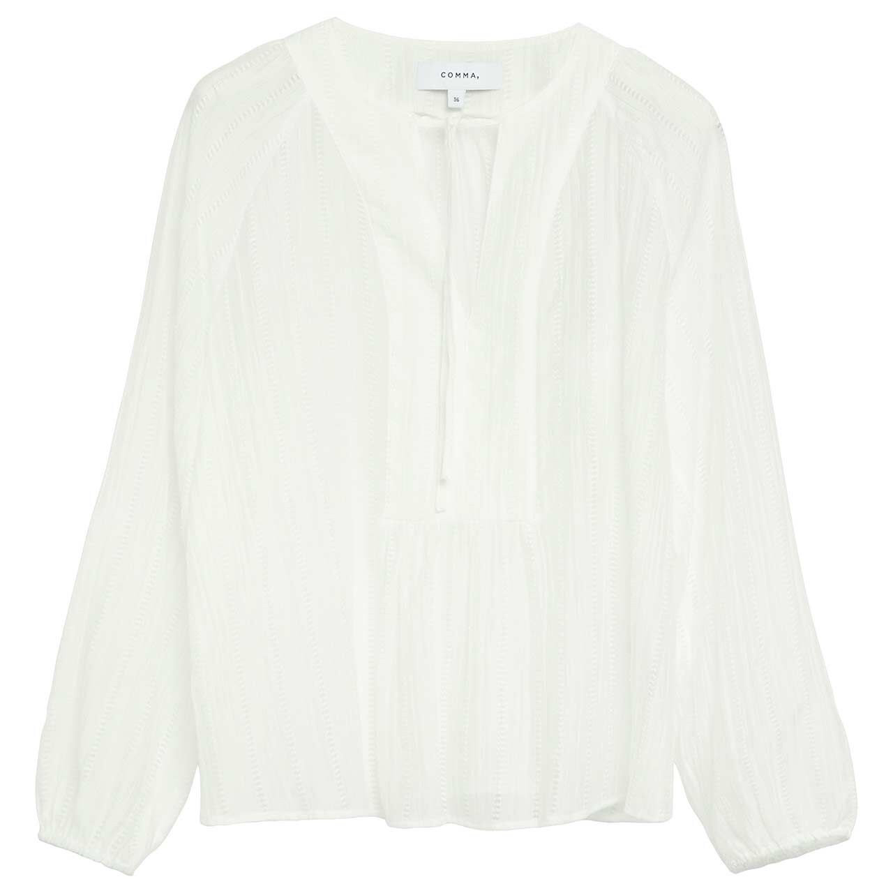 Comma Damen Langarm Bluse white structure