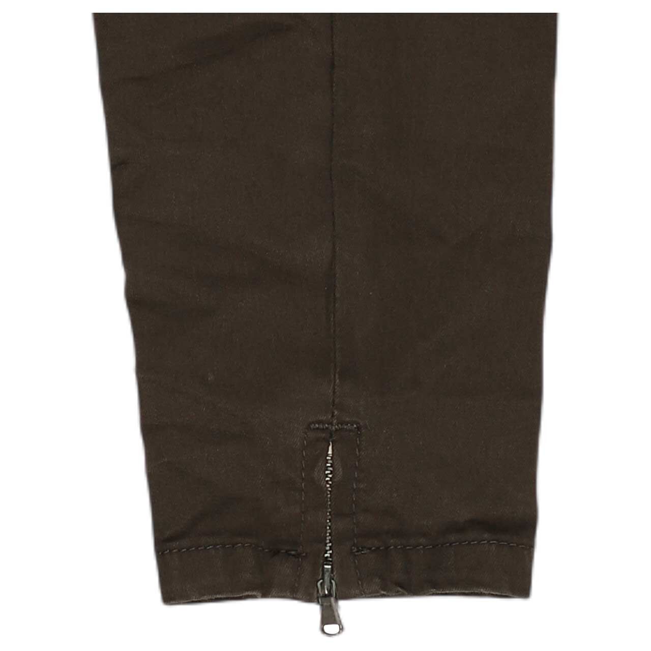 Damen Baumwollhose Italy V 7/8 Stretch Twill von Buena Vista in Dunkelbraun, detaillierte Saumansicht