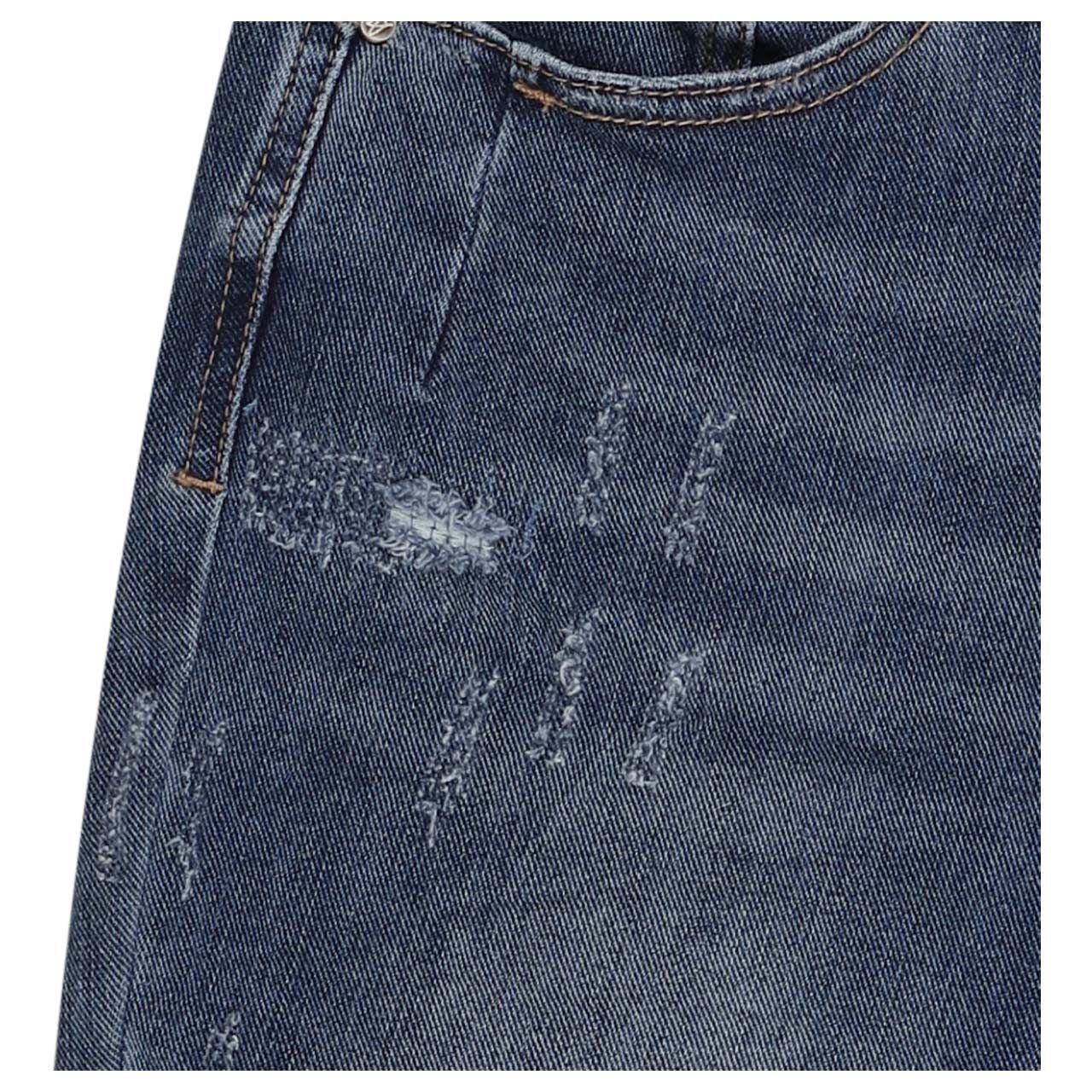 Damenjeans Malibu-Zip High Stretch Denim von Buena Vista in Blau mit Destroyed-Effekten, Detailbild von den Destroyed-Effekten