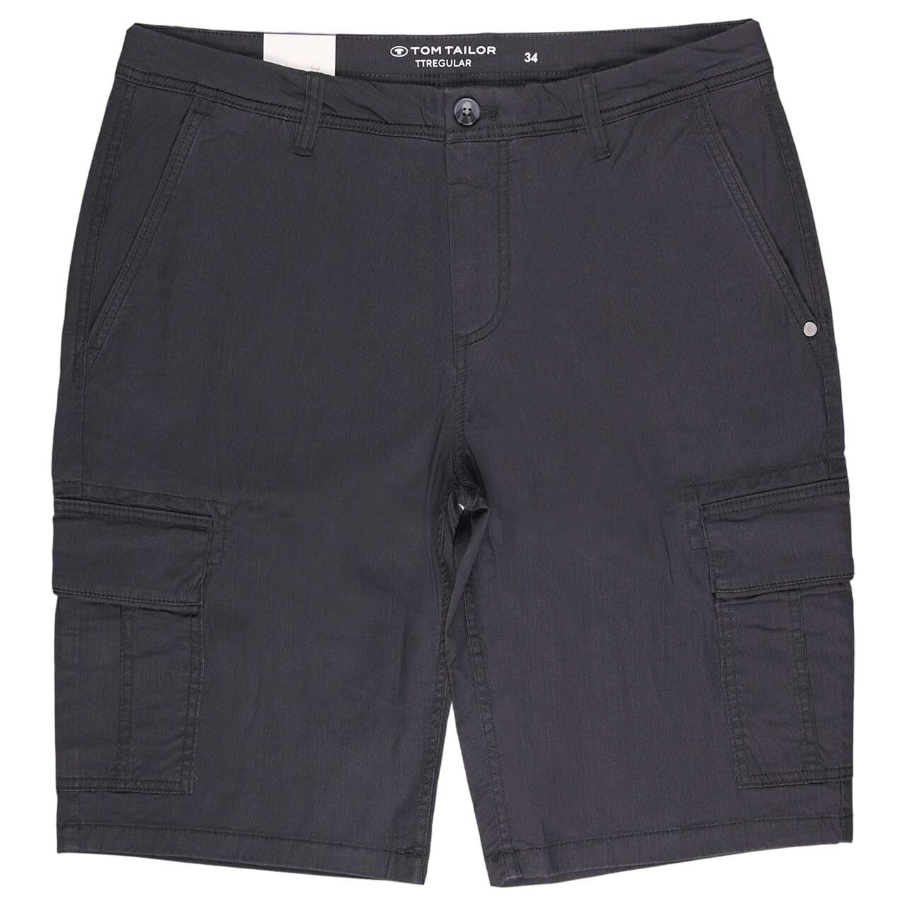 Stretch Herren Cargo Baumwoll Bermuda von Tom Tailor in Grau mit Print, weitere Vorderansicht